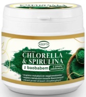 Asepta Chlorella & Spirulina 150 g z baobabem o smaku jabłkowym