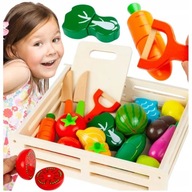 Drewniany Zestaw Warzywa Owoce DO KROJENIA NA MAGNES KOLOROWE DLA DZIECI 6+