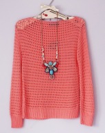 Nowy Sweter WŁOSKI Ażurowy**Wełna WOOL ŁOSOŚ**S/M/L