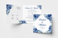 ZAPROSZENIA NA ŚLUB ŚLUBNE WESELE GRANATOWE NIEBIESKIE KWIATOWE | 10szt.