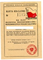 KARTA KOLEJOWA NA ZLOT PRZODOWNIKÓW BUDOWNICZYCH POLSKI LUDOWEJ