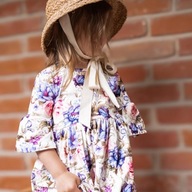 Chrisma – Sukienka dla dziewczynki rozkloszowana w kwiatki – 110 (~5 lat)