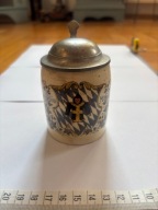 stary kufel koniec XIX wieku pamiątka z Monachium z cynowym dekielkiem