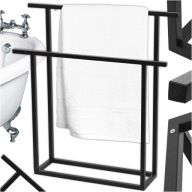 STOJAK NA RĘCZNIKI STOJĄCY CZARNY ŁAZIENKOWY METALOWY DUŻY LOFT CZARNY NOWY