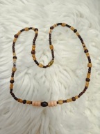 Korale naszyjnik koraliki drewniane boho 40cm