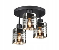 Lampa Szklana Wisząca Żyrandol Sufitowy Plafon Czarny LED