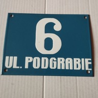 STARA TABLICA EAMLIOWANA Z NUMEREM I NAZWĄ ULICY