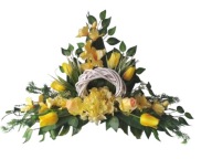 Stroik Cmentarz wiosna gladiola tulipany żółty stojący