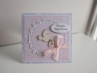 Kartka na Chrzest ręcznie robiona handmade gołąbek