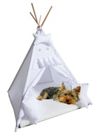 Białe tipi budka dla małego psa legowisko na prezent namiot z imieniem S