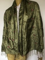 hand made szal apaszka hafty jedwab fredzle153x62