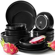 SERWIS OBIADOWY SERWIS ZESTAW 6os. / 18el. CZARNY POŁYSK VICTO KONSINO