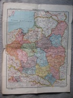 Przedwojenna MAPA POLITYCZNA POLSKI KSIĄŻNICA ATLAS LWÓW E. ROMER