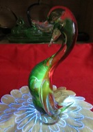 Szkło artystyczne szlachetne z fuorescencją w UV. Europa XX w. Kaczor 21 cm
