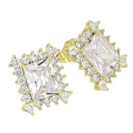 86819 Kolczyki stal chirurgiczna 316L pozłacane 14k "brylantowa" markiza