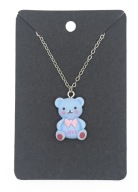 Naszyjnik Niebieski miś z kokardą LOVE żywica stal szlachetna 316L 45cm 2mm