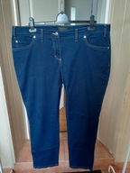 Spodnie dżins strecz bonprix 50 proste granatowe ze średnim stanem