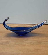 Szklana patera dekoracyjna kobaltowa ręcznie formowana 30 cm
