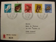 !! ZWIERZĘTA - SZWAJCARIA 1966 - KOPERTY FDC - LIST POLECONY - STAN BDB !!