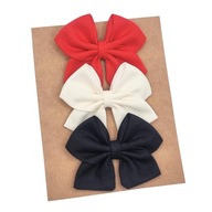 Spinki do włosów kokardki 3 szt czerwona ecru i czarna zestaw