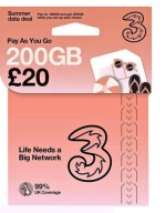 Starter Three UK Karta SIM Card Prepaid +20 GBP