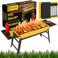 OKAZJA!GRILL WĘGLOWY OGRODOWY TURYSTYCZNY PRZENOŚNY LEKKI STOJĄCY Z PÓŁKAMI