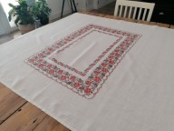 BAWEŁNIANY OBRUS RÓŻANY WZÓR 130 x 150