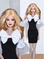 Ubranka dla lalki B. - Czarna sukienka koktajlowa z kokardą, buty !!!