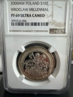 10 ZŁOTYCH 2000, 1000-LECIE WROCŁAWIA, SREBRO PF 69