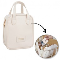 KOSMETYCZKA ORGANIZER NA KOSMETYKI Z RĄCZKĄ 17×7×19 CM – KREMOWA