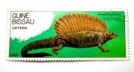 Znaczek pocztowy Gwinea Bissau 1989 Edafozaur dinozaury gady zwierzęta