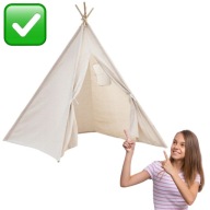 TIPI NAMIOT DLA DZIECI 140cm DUŻY DOMEK OGRODOWY LUB DO POKOJU BIAŁY WIGWAM