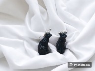 Kolczyki. Czarne koty. Halloween.