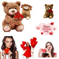 DUŻY MISIEK MIŚ PLUSZOWY Z BUKIETEM PLUSZAK NA WALENTYNKI 25 PREZENT