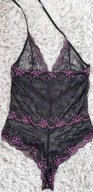 Piękne sexi czarno fioletowe koronkowe body
