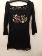 WIZYTOWA DESI SUKIENKA ROZ. S/M ORYGINALNA HAFTOWANA CEKINY, TIUL