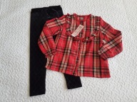 Pepco bluzka w kratkę nowa legginsy czerń roz 122