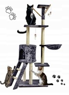 DRAPAK dla Kota Wieża Legowisko 140 cm Duży Wielopoziomowy Szary Okazja