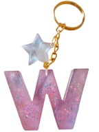 BRELOK LITERA W ALFABET OZDOBNY BRELOCZEK do kluczy ŻYWICA RÓŻOWY HANDMADE