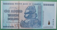 ZIMBABWE -100 000 000 000 000 dolarów 2008 / UNC / Największy nominał
