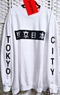 TOKIO CITY - ŚWIETNA, BAWEŁNIANA, BIAŁA BLUZA Z CZARNYM PRINTEM ok 58