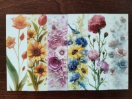Zakładka Papierowa Dwustronna Kolorowe Kwiaty Mak Słonecznik Flower 6 szt
