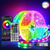 TAŚMA LED RGB 10m PILOT + APLIKACJA LEDY LISTWA KOLOROWA 5V/12V 144W USB