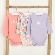 Cool Club, Body z długim rękawem, pastelowe 3 szt. 68 cm