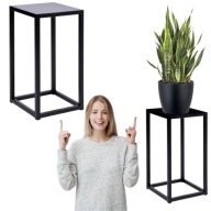 KWIETNIK METALOWY STOJĄCY LOFT STOJAK NA KWIATY CZARNY PIATTO 40CM MOCNY