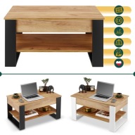 STOLIK KAWOWY ROZKŁADANY Z PODNOSZONYM BLATEM CZARNY DĄB DO SALONU