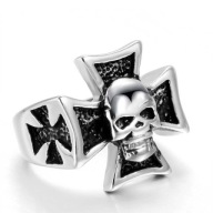 STAL SZLACHETNA 316L SYGNET 20MM,KRZYZ CELTYCKI Z CZASZKA,MOTOCYKLOWY R.24