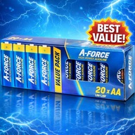 A-FORCE Baterie AA LR6 1.5V – 20 sztuk Mocne Alkaliczne do Pilota i Zabawek