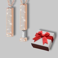 Naszyjnik podłużny z cyrkoniami - grawer gratis - napis - prezent