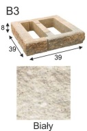 Ogrodzenie łupane, pustak łupany, bloczek Combet B3 39x39x8 Biały